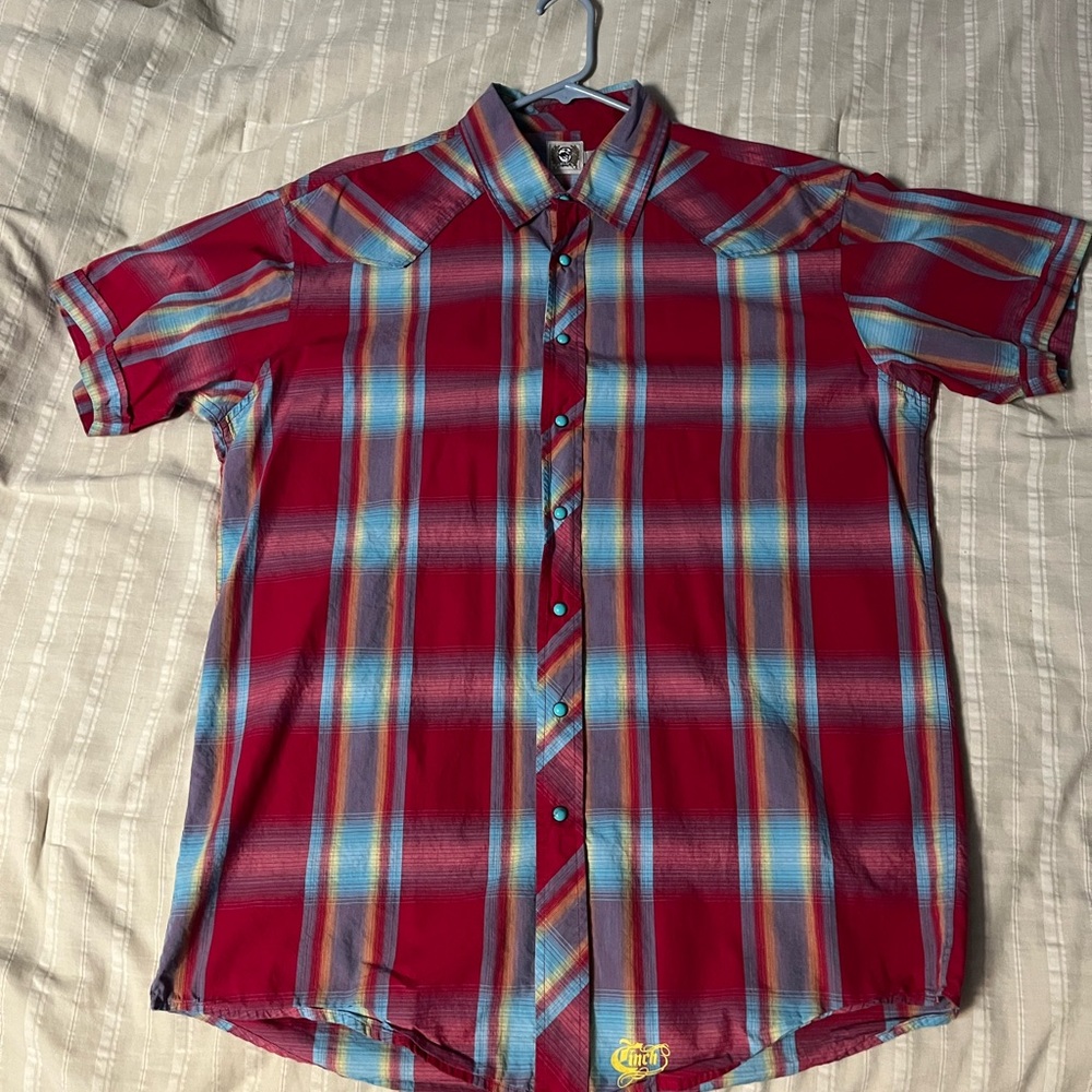 Cinch Red and Blue Plaid Casual Shirt